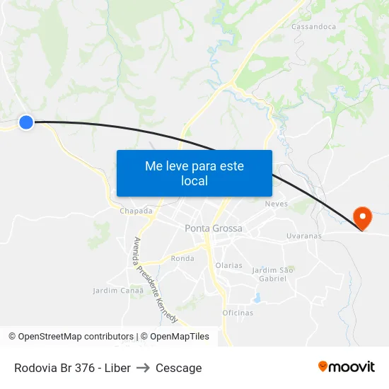 Rodovia Br 376 - Liber to Cescage map