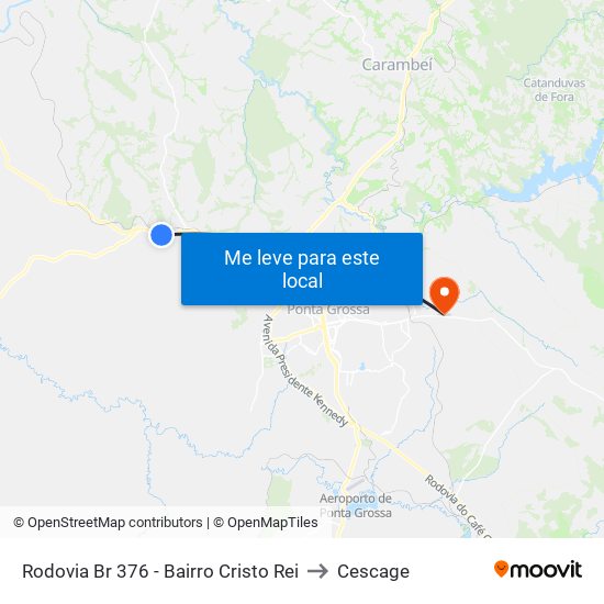 Rodovia Br 376 - Bairro Cristo Rei to Cescage map