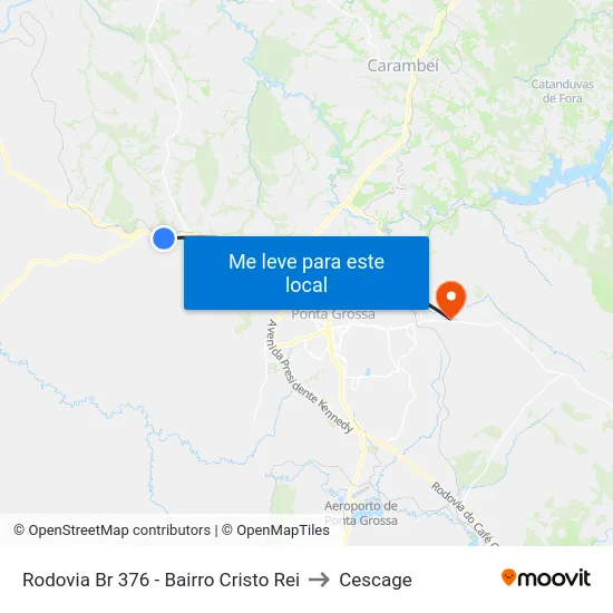 Rodovia Br 376 - Bairro Cristo Rei to Cescage map