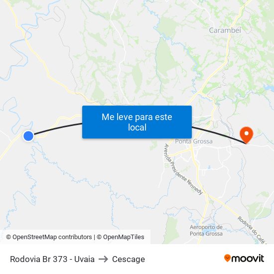 Rodovia Br 373 - Uvaia to Cescage map