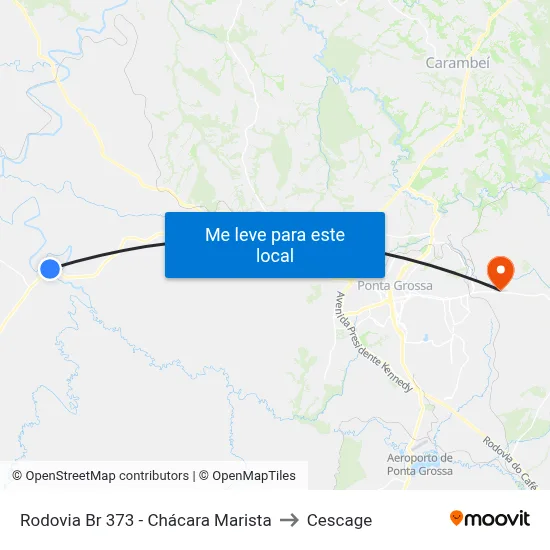 Rodovia Br 373 - Chácara Marista to Cescage map