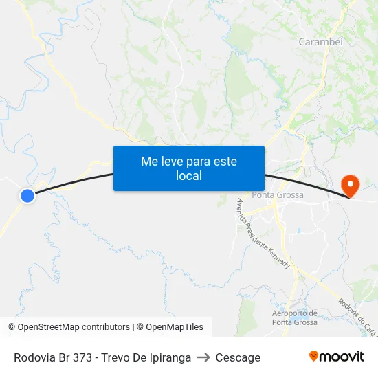 Rodovia Br 373 - Trevo De Ipiranga to Cescage map