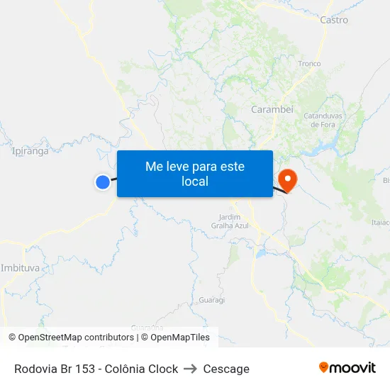 Rodovia Br 153 - Colônia Clock to Cescage map