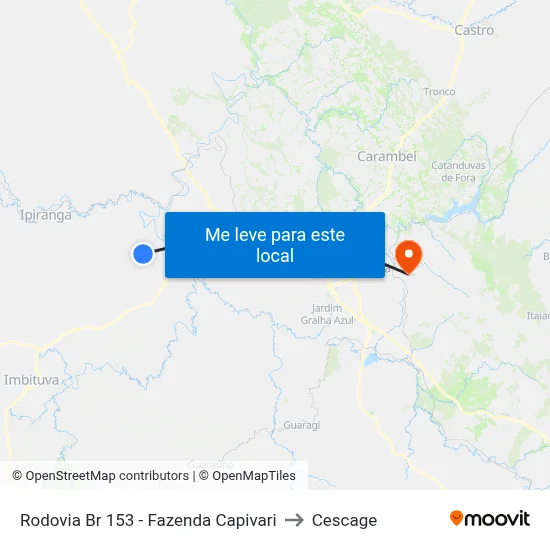 Rodovia Br 153 - Fazenda Capivari to Cescage map