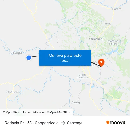 Rodovia Br 153 - Coopagricola to Cescage map
