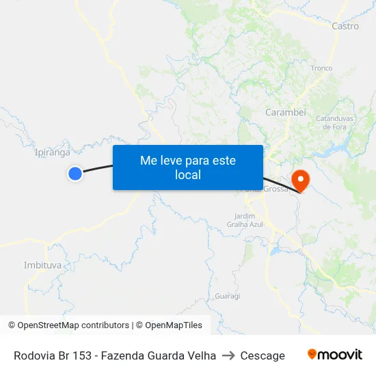 Rodovia Br 153 - Fazenda Guarda Velha to Cescage map