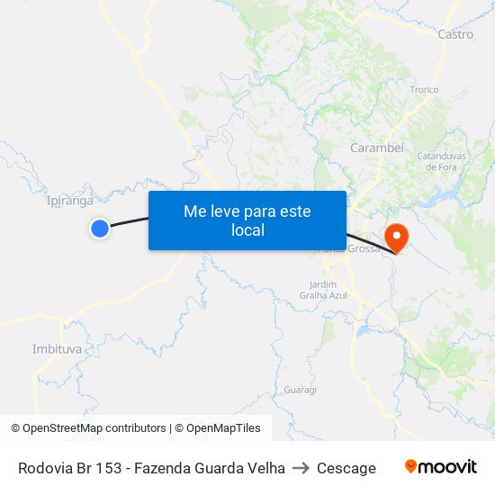 Rodovia Br 153 - Fazenda Guarda Velha to Cescage map