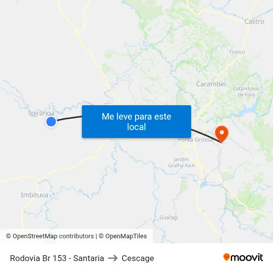 Rodovia Br 153 - Santaria to Cescage map