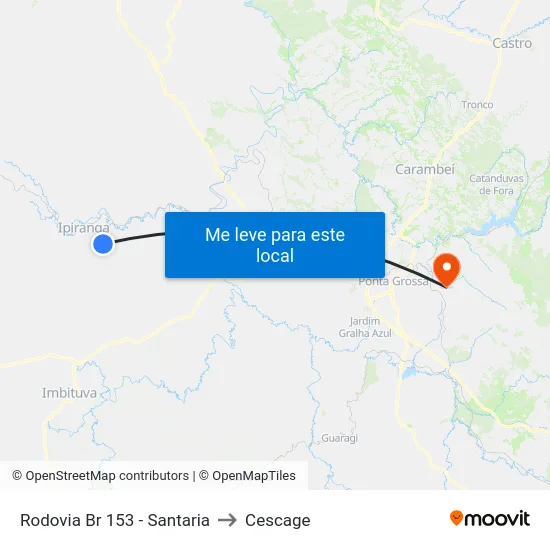 Rodovia Br 153 - Santaria to Cescage map