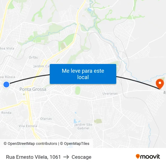 Rua Ernesto Vilela, 1061 to Cescage map