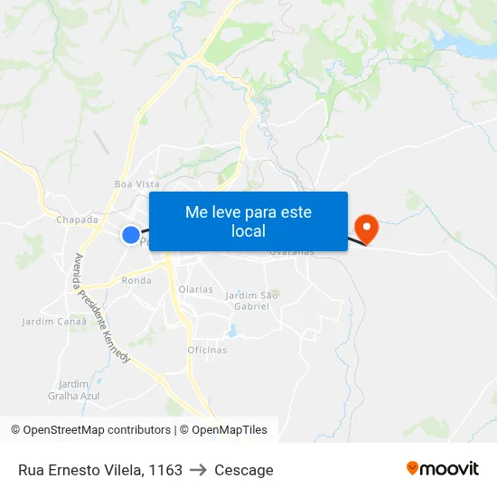 Rua Ernesto Vilela, 1163 to Cescage map