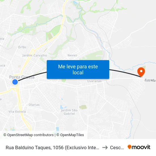 Rua Balduíno Taques, 1056 (Exclusivo Intermunicipal) to Cescage map