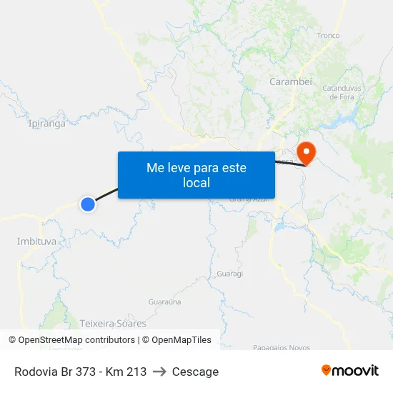 Rodovia Br 373 - Km 213 to Cescage map