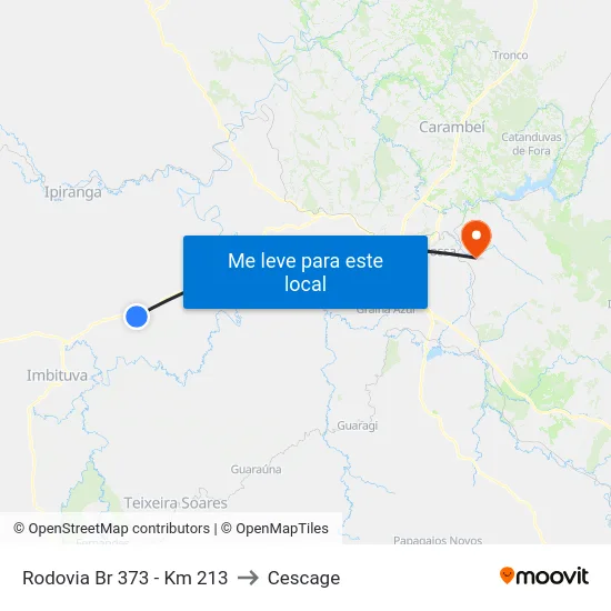 Rodovia Br 373 - Km 213 to Cescage map