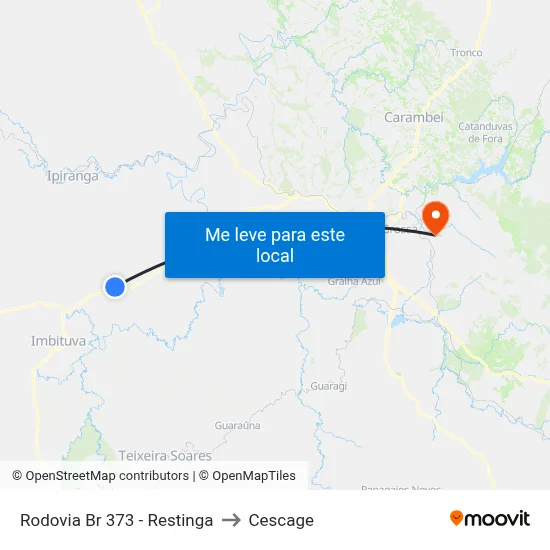 Rodovia Br 373 - Restinga to Cescage map