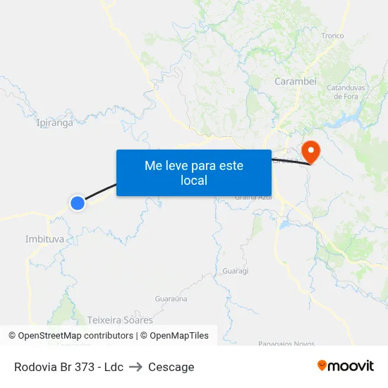 Rodovia Br 373 - Ldc to Cescage map