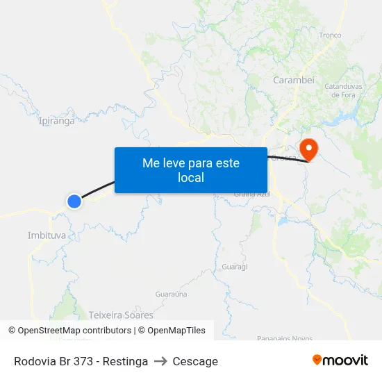 Rodovia Br 373 - Restinga to Cescage map