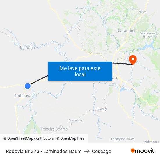 Rodovia Br 373 - Laminados Baum to Cescage map