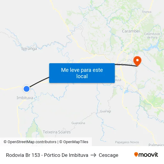 Rodovia Br 153 - Pórtico De Imbituva to Cescage map