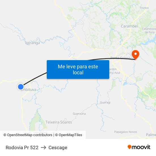 Rodovia Pr 522 to Cescage map