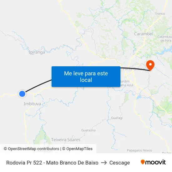 Rodovia Pr 522 - Mato Branco De Baixo to Cescage map
