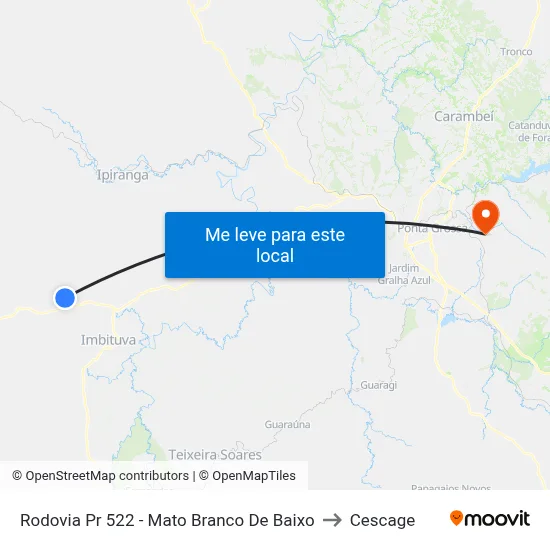 Rodovia Pr 522 - Mato Branco De Baixo to Cescage map