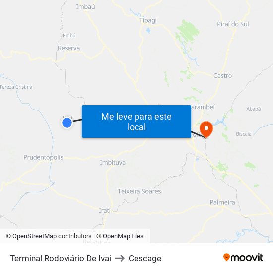 Terminal Rodoviário De Ivaí to Cescage map