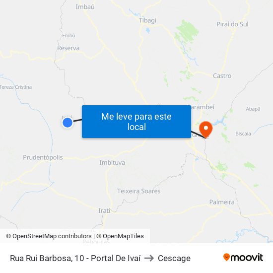 Rua Rui Barbosa, 10 - Portal De Ivaí to Cescage map