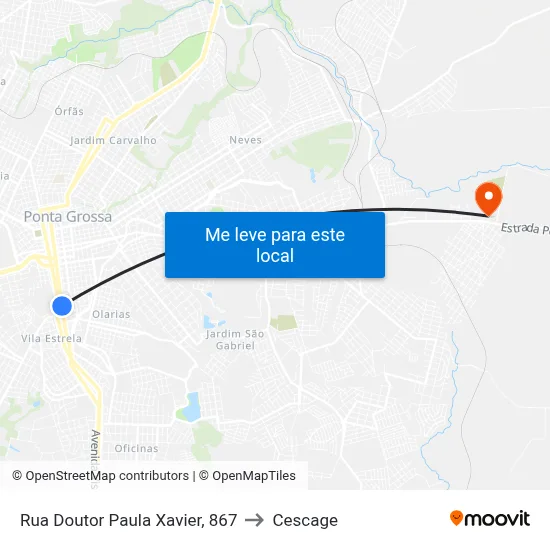 Rua Doutor Paula Xavier, 867 to Cescage map
