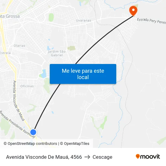 Avenida Visconde De Mauá, 4566 to Cescage map
