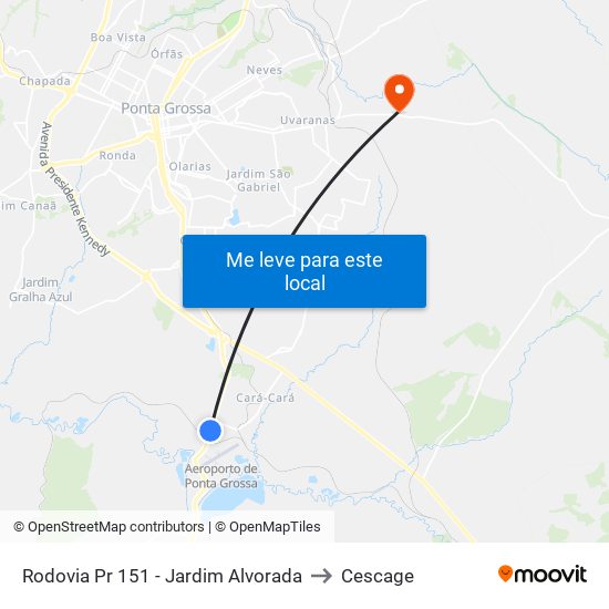 Rodovia Pr 151 - Jardim Alvorada to Cescage map