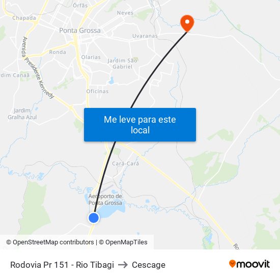 Rodovia Pr 151 - Rio Tibagi to Cescage map