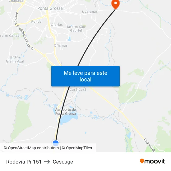 Rodovia Pr 151 to Cescage map