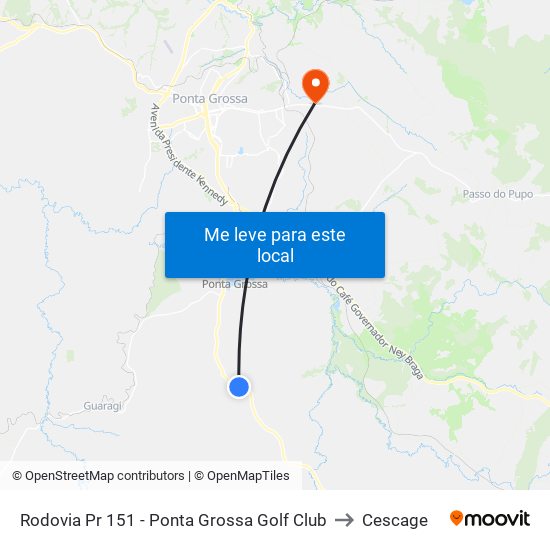 Rodovia Pr 151 - Ponta Grossa Golf Club to Cescage map