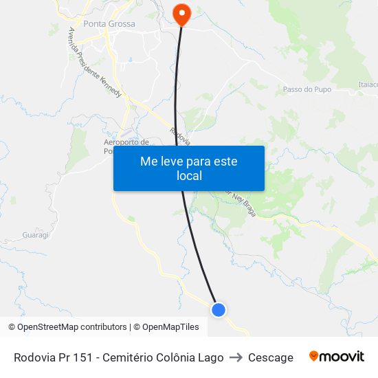 Rodovia Pr 151 - Cemitério Colônia Lago to Cescage map