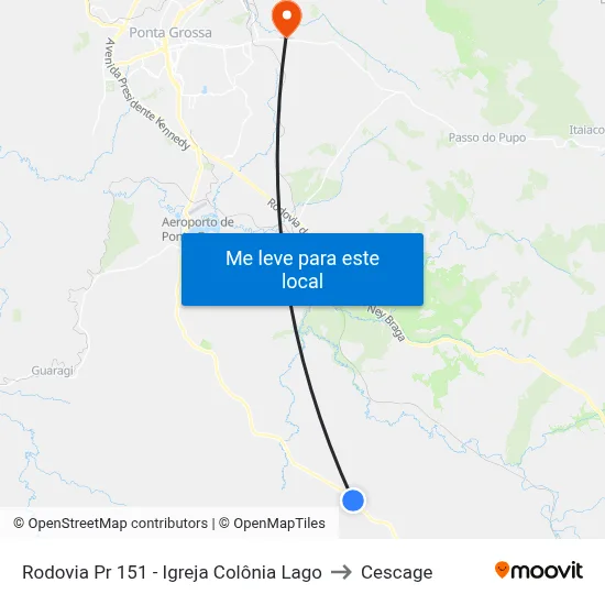 Rodovia Pr 151 - Igreja Colônia Lago to Cescage map