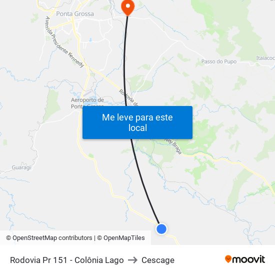 Rodovia Pr 151 - Colônia Lago to Cescage map
