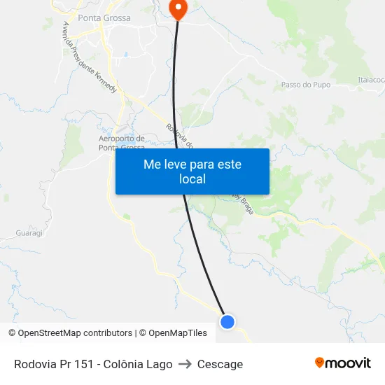 Rodovia Pr 151 - Colônia Lago to Cescage map