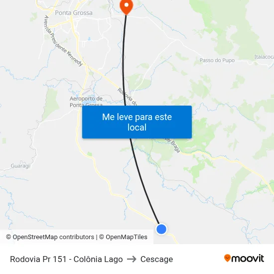 Rodovia Pr 151 - Colônia Lago to Cescage map