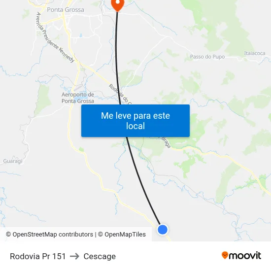 Rodovia Pr 151 to Cescage map