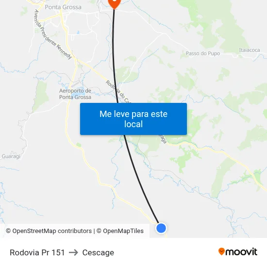 Rodovia Pr 151 to Cescage map