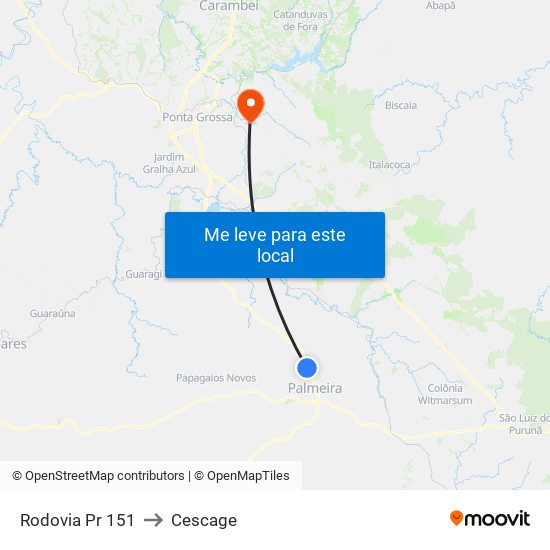 Rodovia Pr 151 to Cescage map