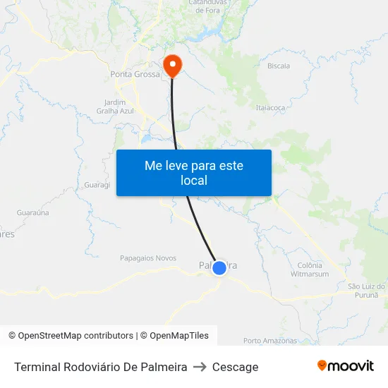 Terminal Rodoviário De Palmeira to Cescage map