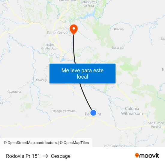Rodovia Pr 151 to Cescage map