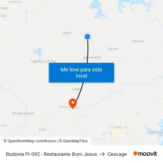Rodovia Pr 092 - Restaurante Bom Jesus to Cescage map