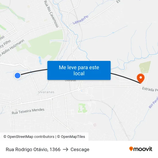 Rua Rodrigo Otávio, 1366 to Cescage map