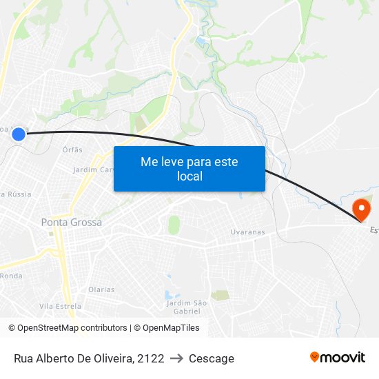 Rua Alberto De Oliveira, 2122 to Cescage map