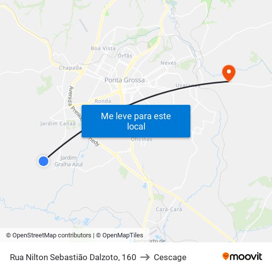 Rua Nilton Sebastião Dalzoto, 160 to Cescage map