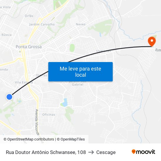 Rua Doutor Antônio Schwansee, 108 to Cescage map