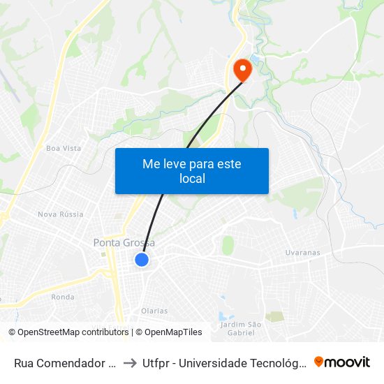 Rua Comendador Miró, 202-300 to Utfpr - Universidade Tecnológica Federal Do Paraná map